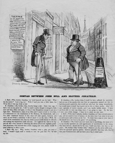 Gesprek tussen John Bull en Brother Jonathan, c.1836 door David Claypoole Johnston